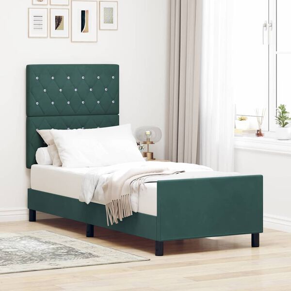 vidaXL Cama Box com cabeceira Verde Escuro 80 x 200 cm Veludo