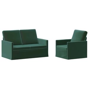 vidaXL Conjunto de Sof&aacute;s 2 pcs Verde-Escuro Veludo (V)