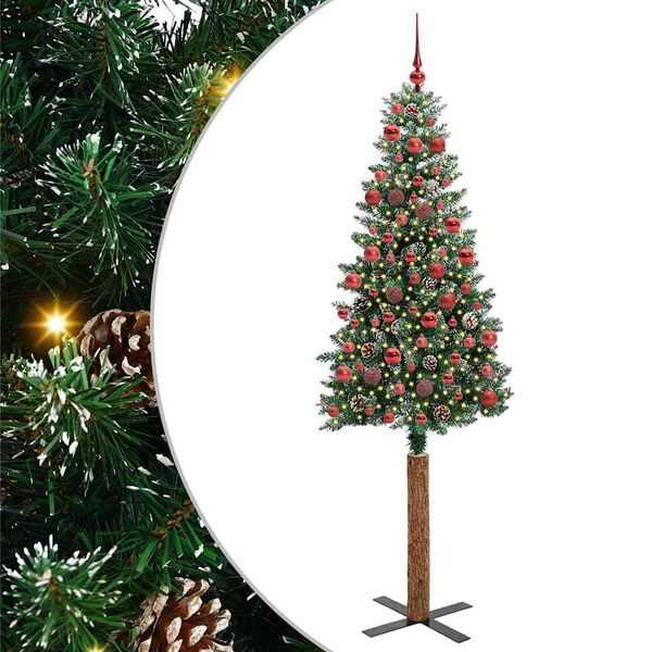 vidaXL &Aacute;rvore de Natal Slim com 300 LEDs com suporte Verde 180 cm