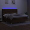 vidaXL Cama box spring c/ colch&atilde;o/LED 160x200cm tecido castanho-escuro
