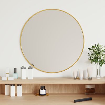 vidaXL Espelho de parede redondo Ø 50 cm dourado