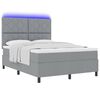 vidaXL Cama Box com colch&atilde;o com led Cinzento-claro 160 x 200 cm tecido