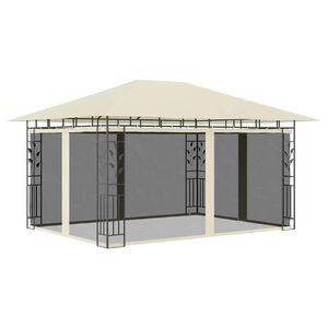 vidaXL Gazebo com rede mosquiteira 4x3x2,73 m 180 g/m&sup2; creme