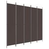 vidaXL Biombo/divis&oacute;ria com 5 pain&eacute;is 250x220 cm tecido castanho