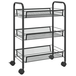 vidaXL Carrinho de cozinha com 3 prateleiras ferro 46x26x64 cm preto