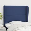 vidaXL Cabeceira de cama c/ abas tecido 103x23x118/128 cm azul