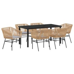 vidaXL Conjunto de Jantar para Jardim com almofada 7 pcs Castanho