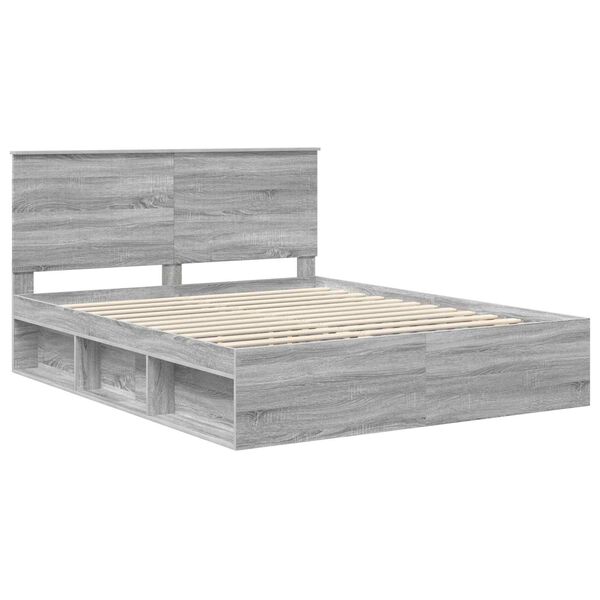 vidaXL Estrutura da Cama com cabeceira Cinza Sonoma 160 x 200 cm