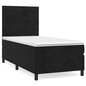 vidaXL Cama com molas/colch&atilde;o 90x200 cm veludo preto
