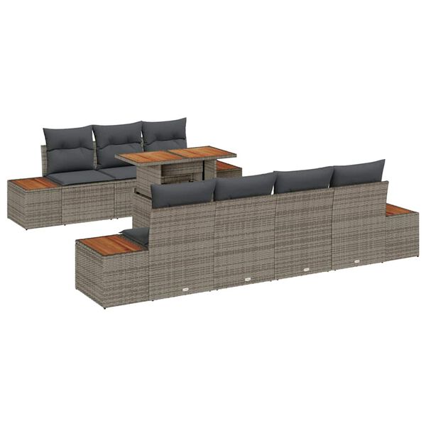 vidaXL Conjunto de Sof&aacute; de Jardim 8 pcs Cinzeto Rattan Sint&eacute;tico