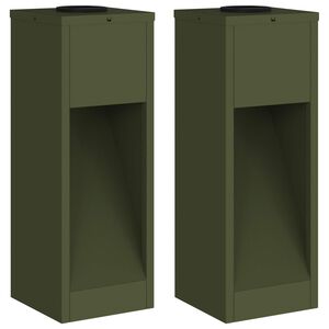 vidaXL Luz Solar LED de Caminho 2 pcs Verde Oliva A&ccedil;o Laminado a Frio