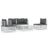 vidaXL 5 pcs conjunto lounge de jardim com almofad&otilde;es a&ccedil;o branco