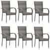 vidaXL Cadeiras de exterior empilh&aacute;veis 6 pcs vime PE cinzento