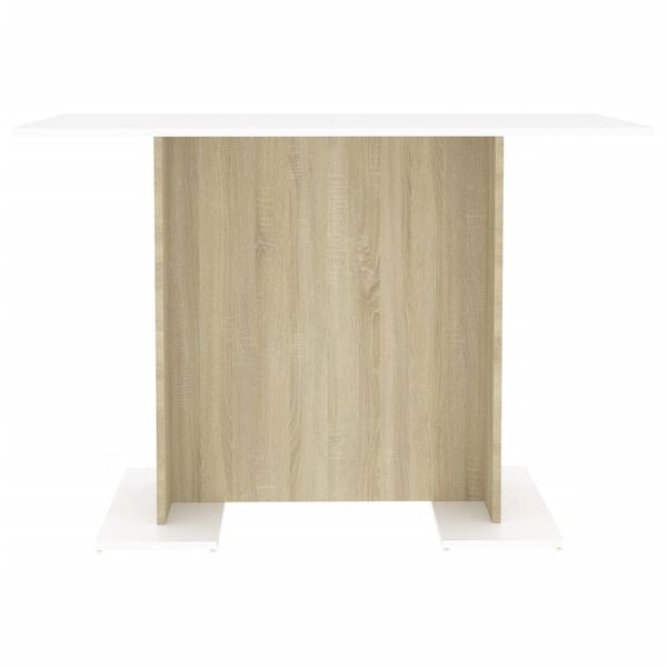 vidaXL Mesa de jantar 110x60x75 cm contrap. branco e carvalho sonoma