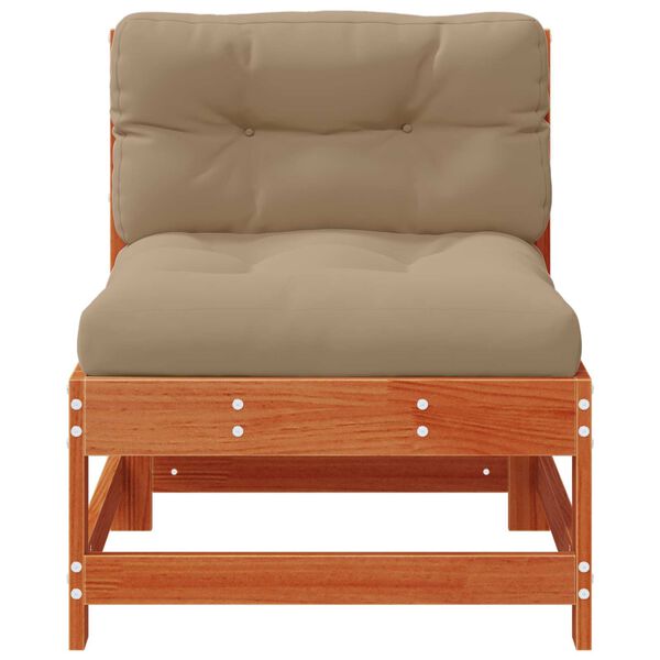 vidaXL Sof&aacute; do Meio do Jardim Madeira de pinho maci&ccedil;o Castanho Cera