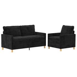 vidaXL Conjunto de Sof&aacute;s 2 unid. Preto Poli&eacute;ster