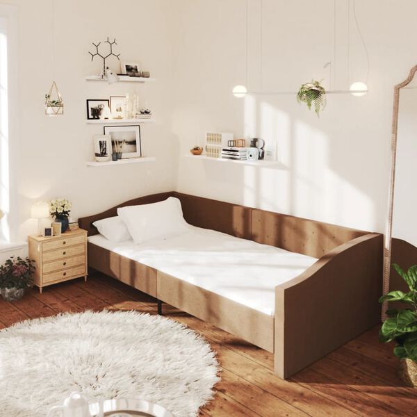 vidaXL Sof&aacute;-cama c/ colch&atilde;o e sa&iacute;da USB 90x200 cm tecido castanho