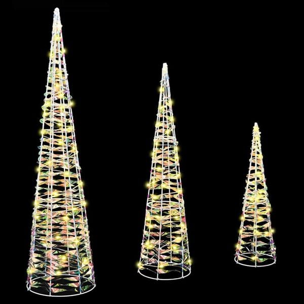 vidaXL &Aacute;rvore de Natal 3 pcs Branco quente 20 x 20 x 80 cm PET