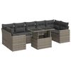 vidaXL 8 pcs conjunto sof&aacute;s de jardim c/ almofad&otilde;es vime PE cinzento