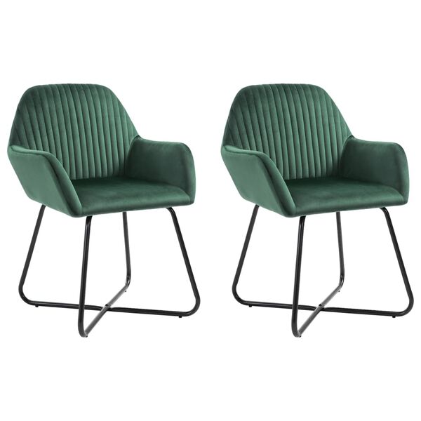 vidaXL Cadeiras de jantar 2 pcs veludo verde