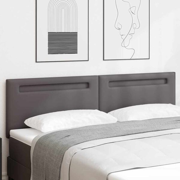 vidaXL Cabeceira LED Cinzeto 180 cm Couro Sint&eacute;tico