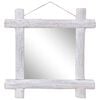 vidaXL Espelho de troncos 70x70 cm madeira recuperada maci&ccedil;a branco