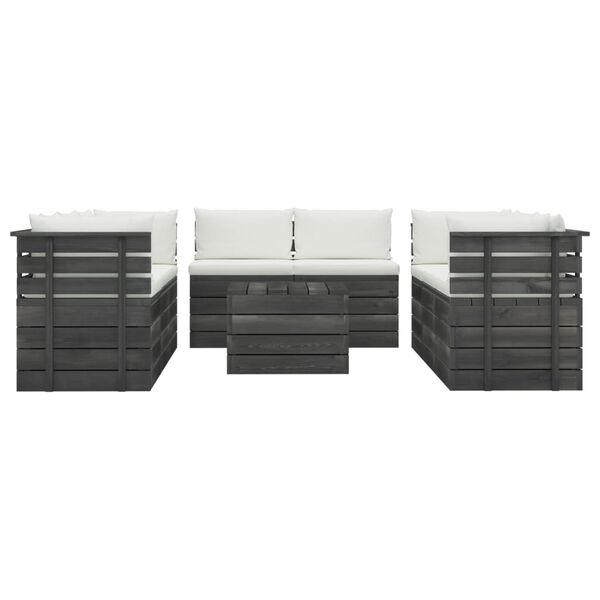 vidaXL 9 pcs conjunto lounge de paletes + almofad&otilde;es madeira de pinho