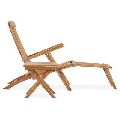 vidaXL Cadeira de jardim c/ apoio de pés e mesa madeira de teca maciça