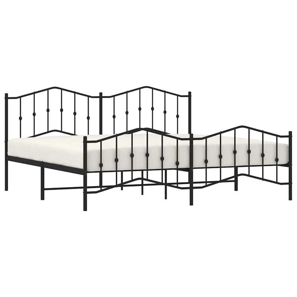 vidaXL Estrutura de cama com cabeceira e p&eacute;s 193x203 cm metal preto
