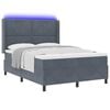 vidaXL Cama Box com luzes de tira LED Cinza Escuro 140 x 190 cm Veludo