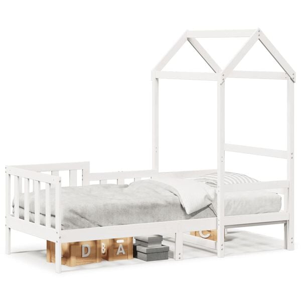 vidaXL Sof&aacute;-cama com telhado 80x200 cm madeira de pinho maci&ccedil;a branco