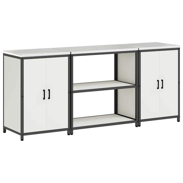 vidaXL Conjunto de Armazenamento de Cozinha com porta 3 pcs Branco