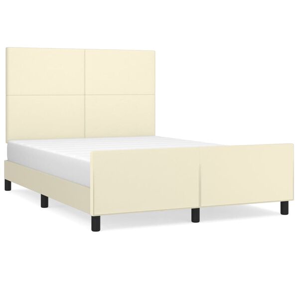 vidaXL Estrutura de cama c/ cabeceira couro artificial 140x200cm creme