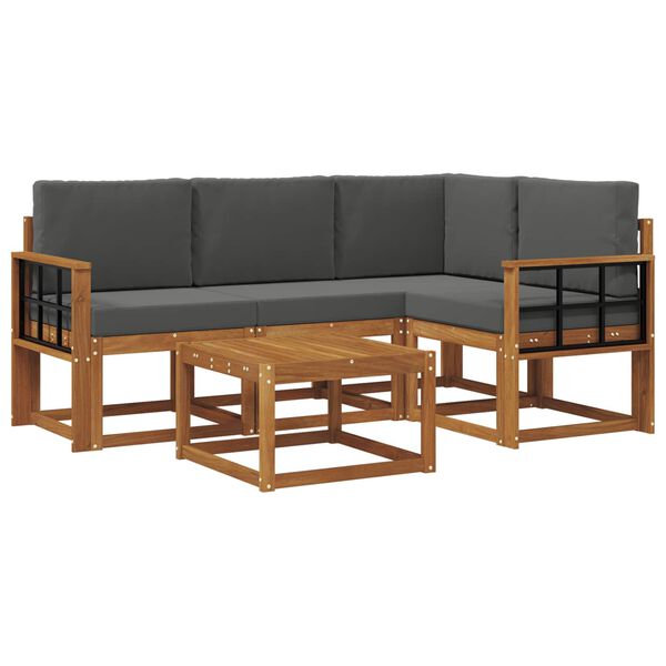 vidaXL Conjunto de Sof&aacute;s para Exterior 5 pcs Natural e Antracite