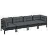 vidaXL 4 pcs conjunto lounge jardim c/ almofadões pinho maciço
