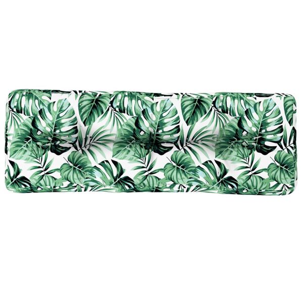 vidaXL Almofad&atilde;o para sof&aacute; de paletes 120x40x12cm tecido padr&atilde;o folhas