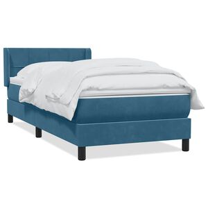 vidaXL Cama com molas/colch&atilde;o 80x220 cm veludo azul-escuro
