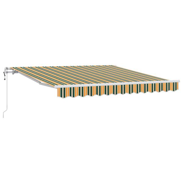 vidaXL Toldo Retr&aacute;til Manual Verde e amarelo 350 x 250 cm tecido