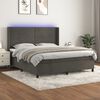 vidaXL Cama box spring c/ colch&atilde;o/LED 160x200cm veludo cinzento-escuro