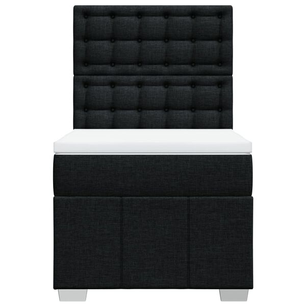 vidaXL Cama com molas/colch&atilde;o 100x200 cm tecido preto