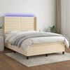 vidaXL Cama box spring c/ colch&atilde;o e LED 140x200 cm tecido cor creme