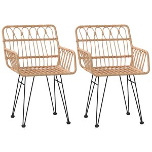vidaXL Cadeiras de jardim c/ apoio de bra&ccedil;os 2 pcs 56x64x80 cm vime PE
