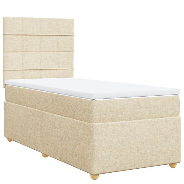 vidaXL Cama com molas/colch&atilde;o 80x200 cm tecido cor cr&egrave;me