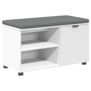 vidaXL Banco de Hall com almofada com porta Branco 80 x 38 x 46 cm