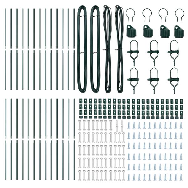 vidaXL Poste de Cerca 26 pcs Verde 3.2 x 3.2 x 170 cm Aço