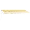 vidaXL Toldo retrátil manual com LED 500x350 cm amarelo e branco