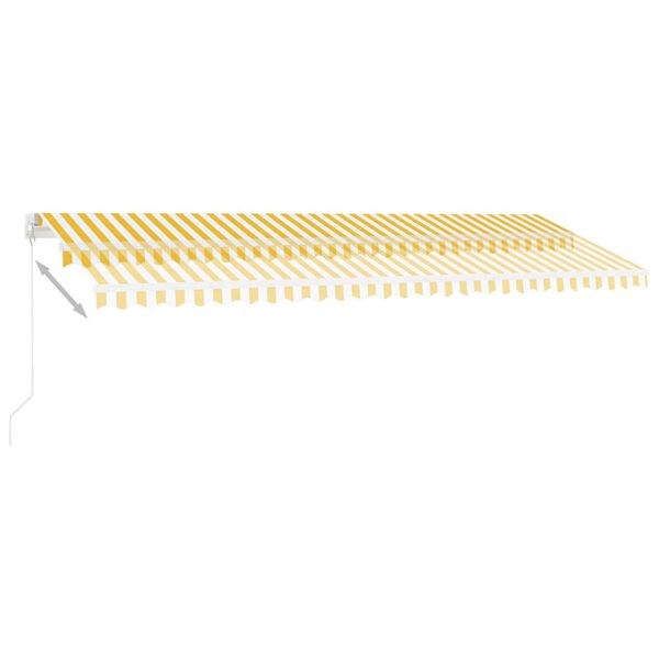 vidaXL Toldo retrátil manual com LED 500x350 cm amarelo e branco