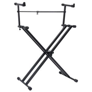 vidaXL Suporte duplo para teclado com estrutura em X preto