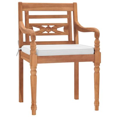 vidaXL Cadeiras Batávia 2 pcs com almofadões madeira teca maciça