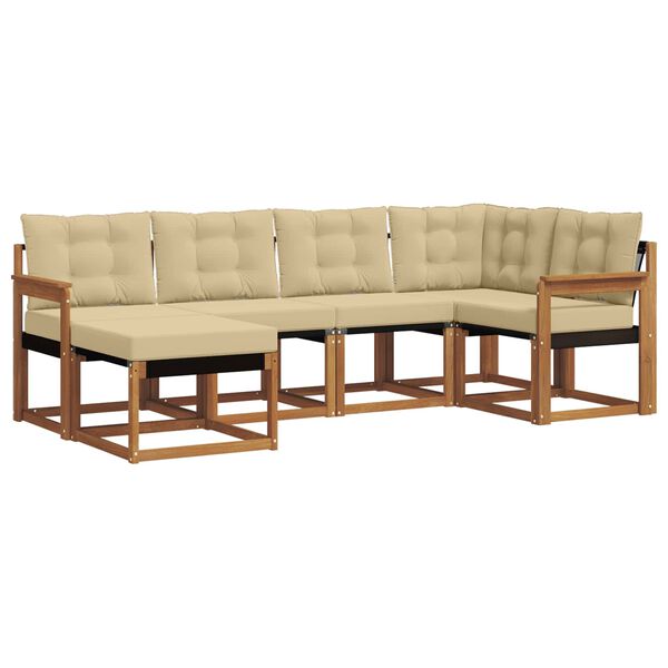vidaXL Conjunto de Sof&aacute;s para Exterior 6 pcs Natural e Bege